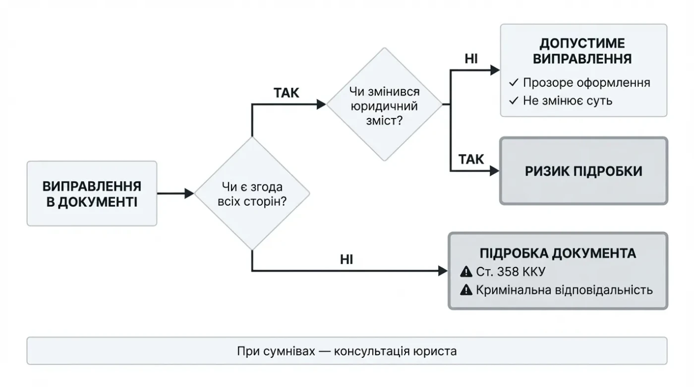 підробка чи допустиме виправлення